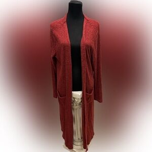 50%off w♥️ Lia Cher Cotton blend duster Long sleeve pocket cardigan rust XL